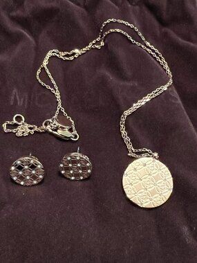 Michael Kors Gold Signature Necklace and Earrings Set